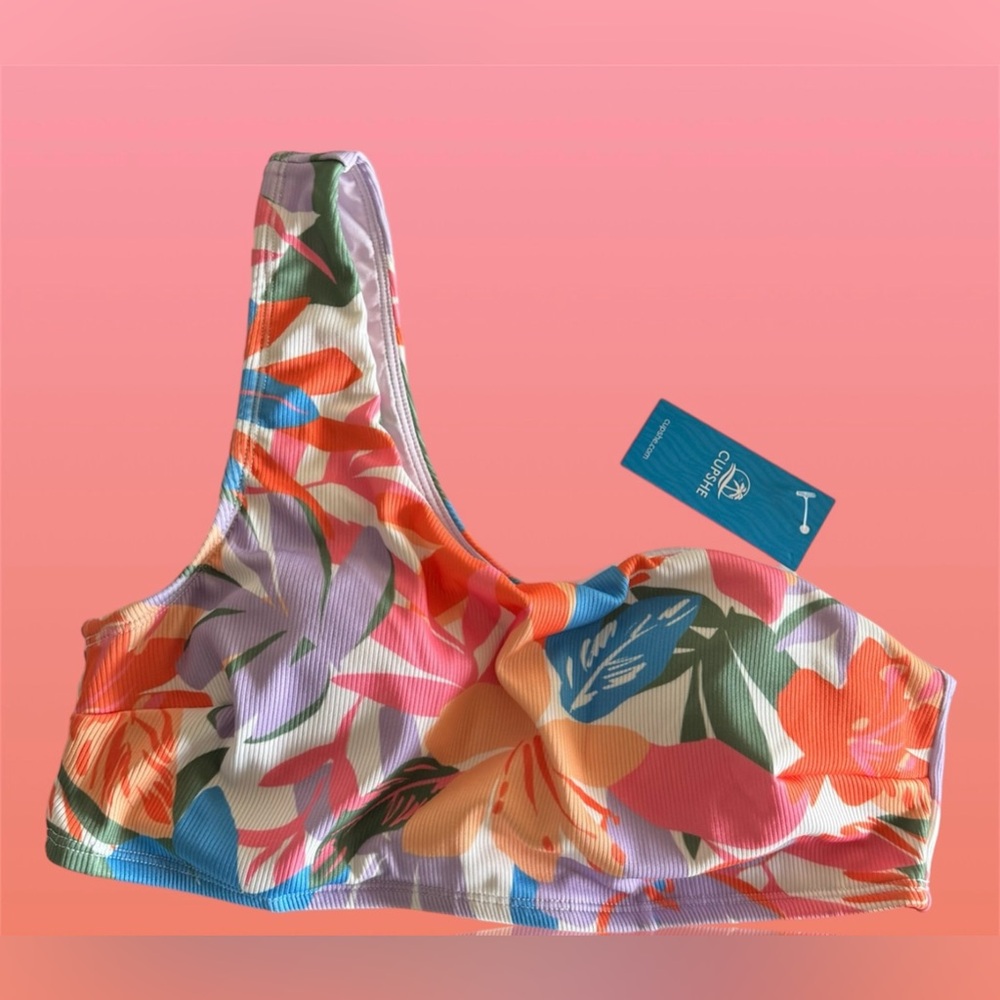 CUPSHE Scarlet Garden One-Shoulder Bikini 2 PCs Set - Picture 3 of 13
